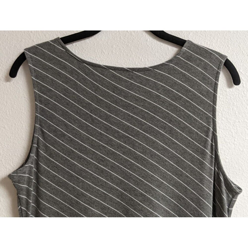 SOFT SURROUNDINGS Grey/White Slant Striped Maxi Dress Minimalist Resortwear M - Picture 7 of 11